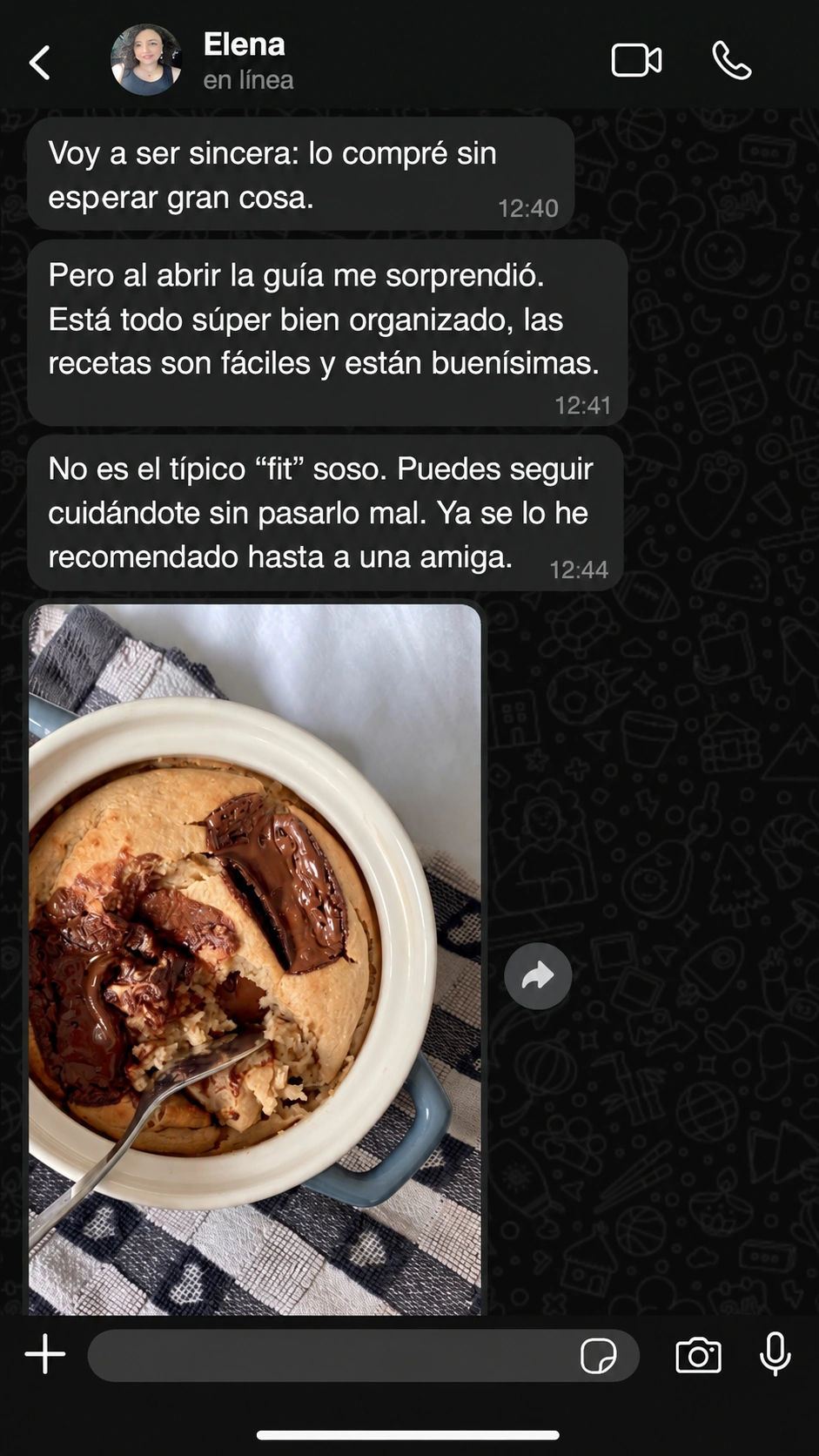 Ejemplo ilustrativo de conversación de Elena