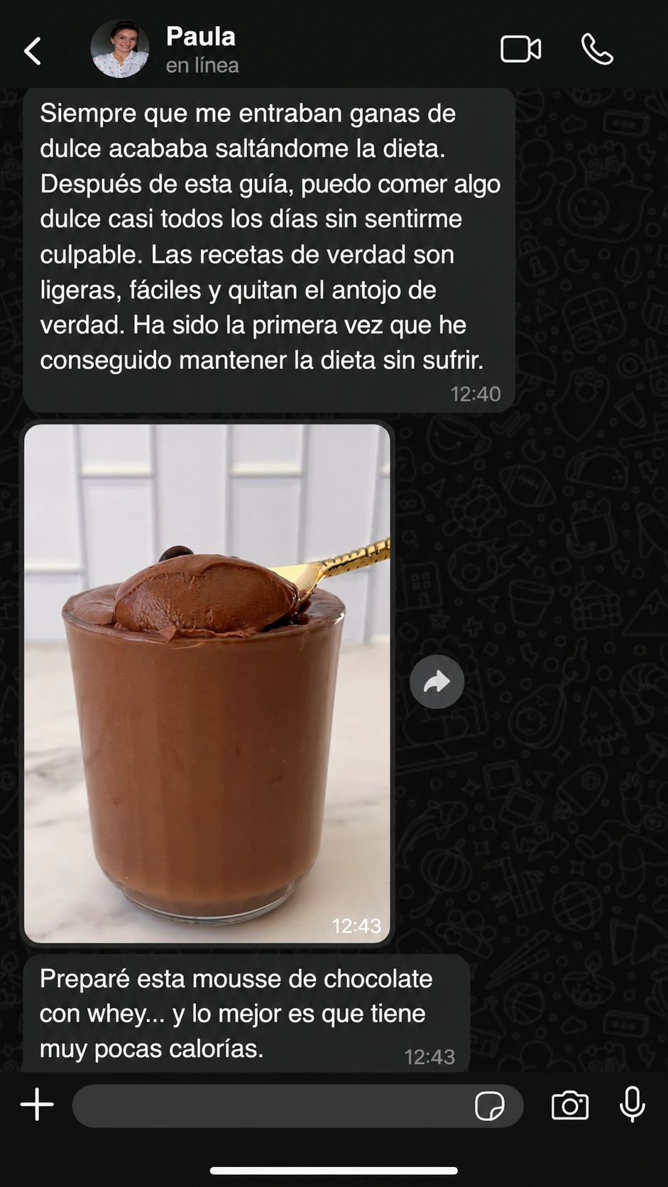 Ejemplo ilustrativo de conversación de Paula